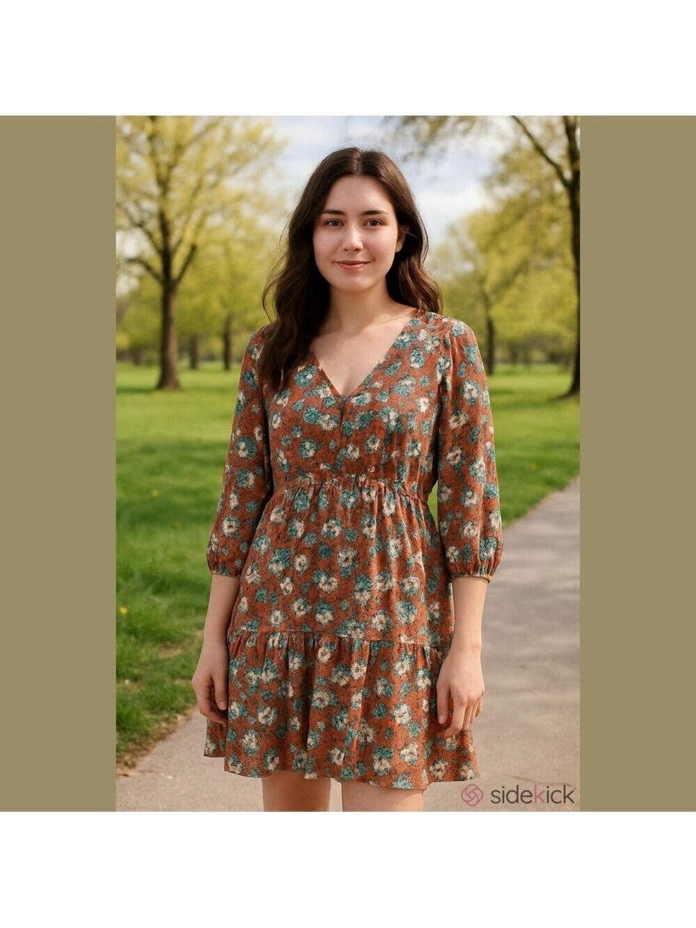 Melrose and Market Tiered Dress Long Sleeve Elasticized Cuff Waist Womens 2XL